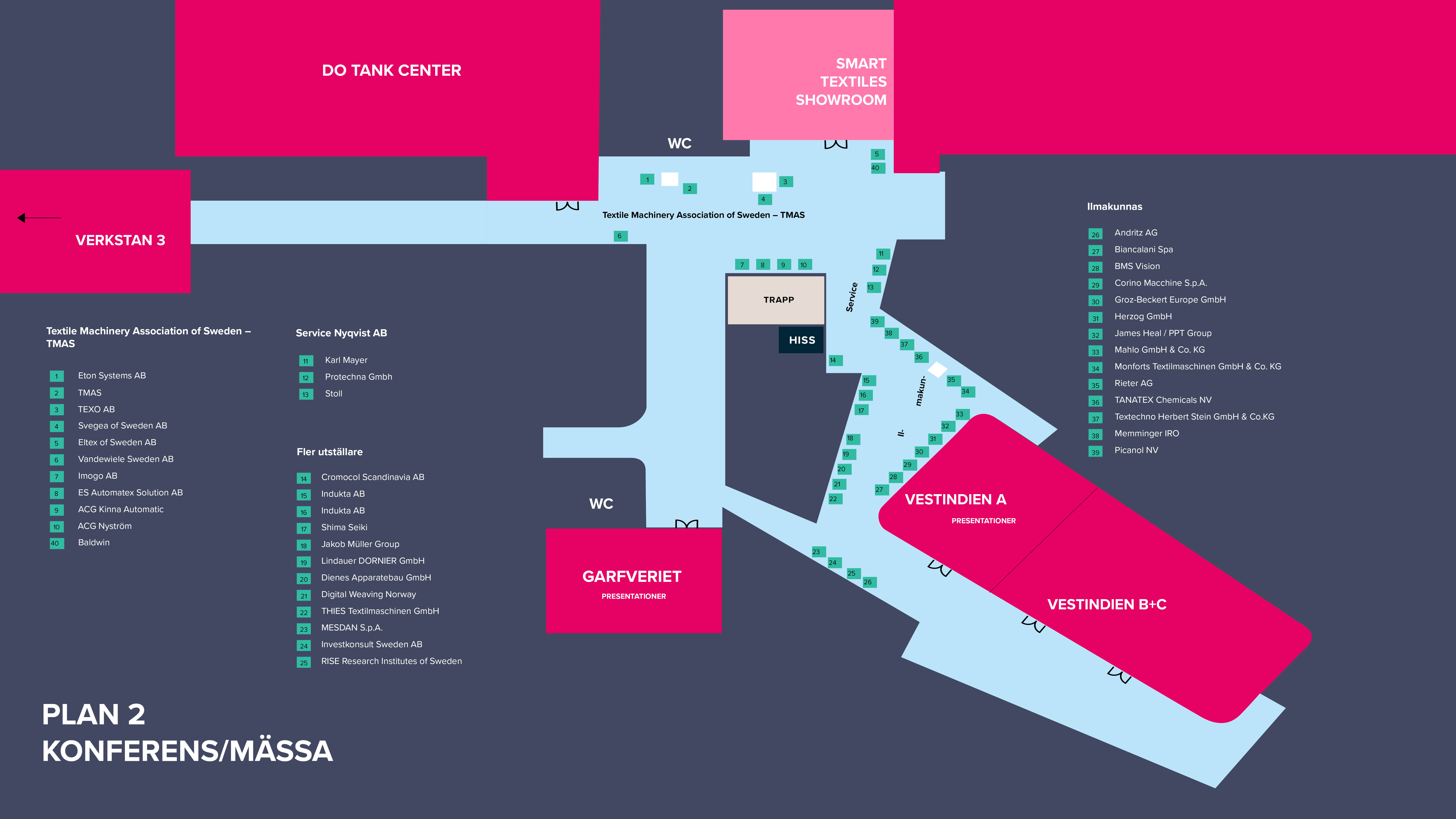 Map of Exhibitors at the Textile Machine Expo